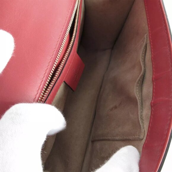 Auth GUCCI SylvieShoulder Bag Red leather - Picture 4 of 15